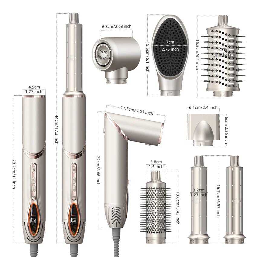 Стайлер для волос beutyone профессиональный стайлер [7 насадками, дисплеем, ионизацией] фотография 7