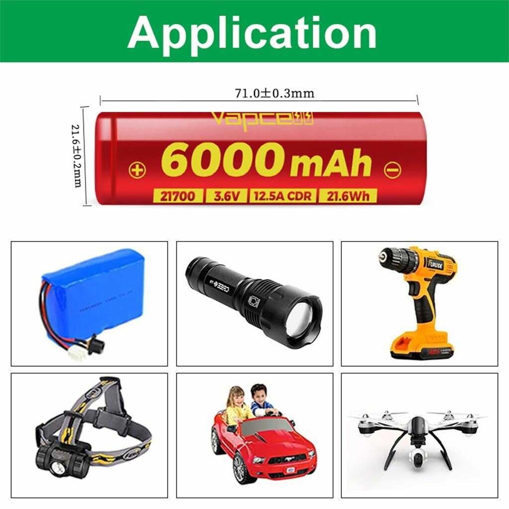 Аккумулятор Vapcell F60 21700 (6000 mAh 12.5A) фотография 7