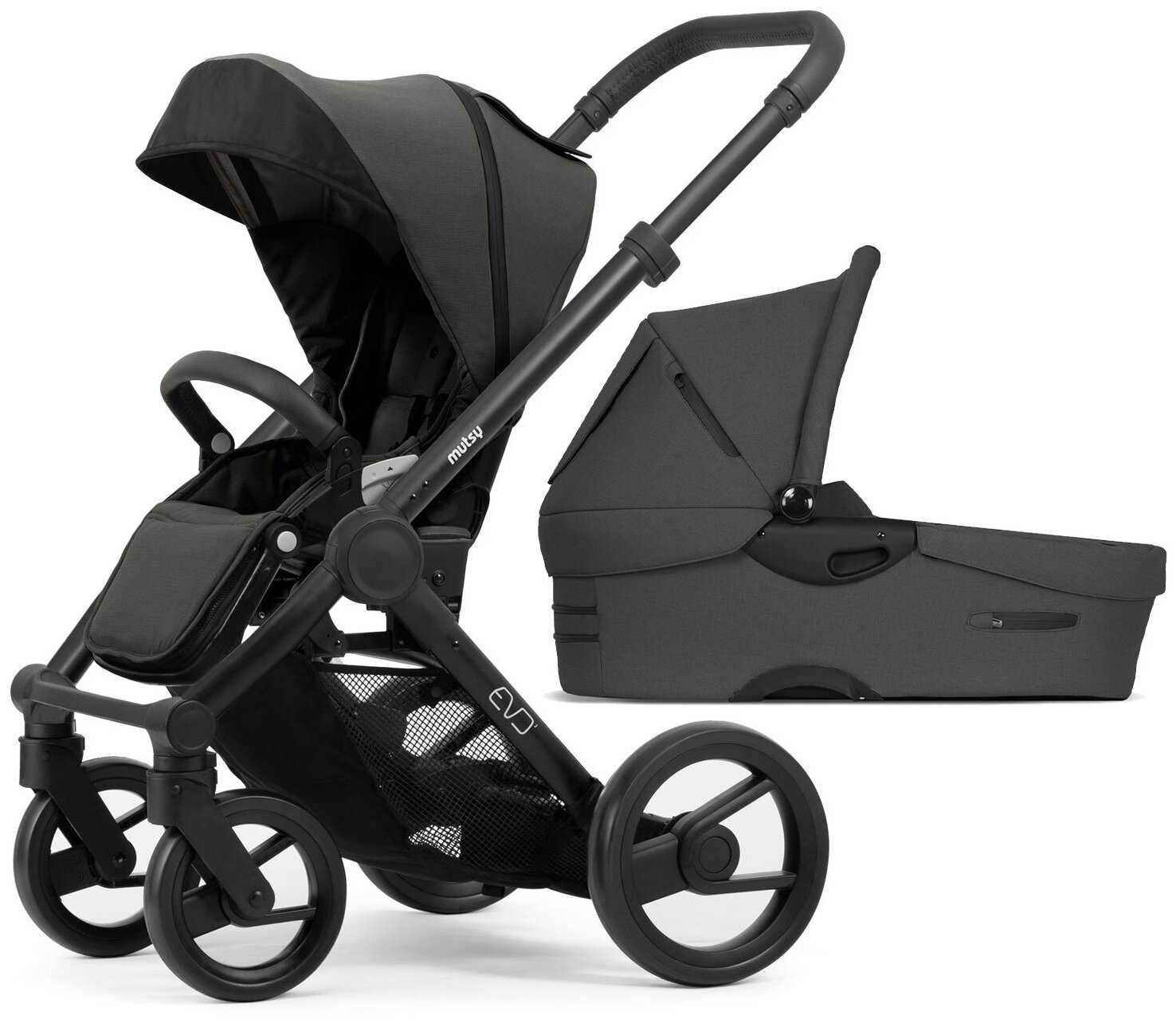 Коляска 2в1 Mutsy Evo Bold Deep grey на шасси Grey grip black