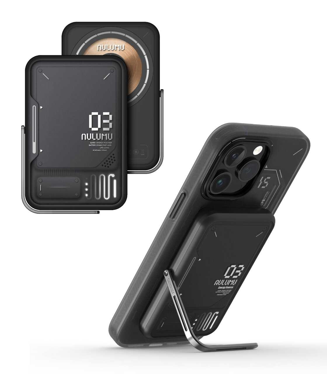Внешний магнитный аккумулятор с подставкой Aulumu M03 MagSafe Battery Pack (3500 мАч)