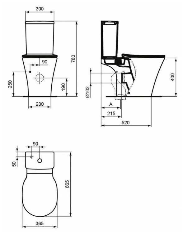 Чаша унитаза напольная Ideal STANDARD Connect E009701 с горизонтальным выпуском фотография 6