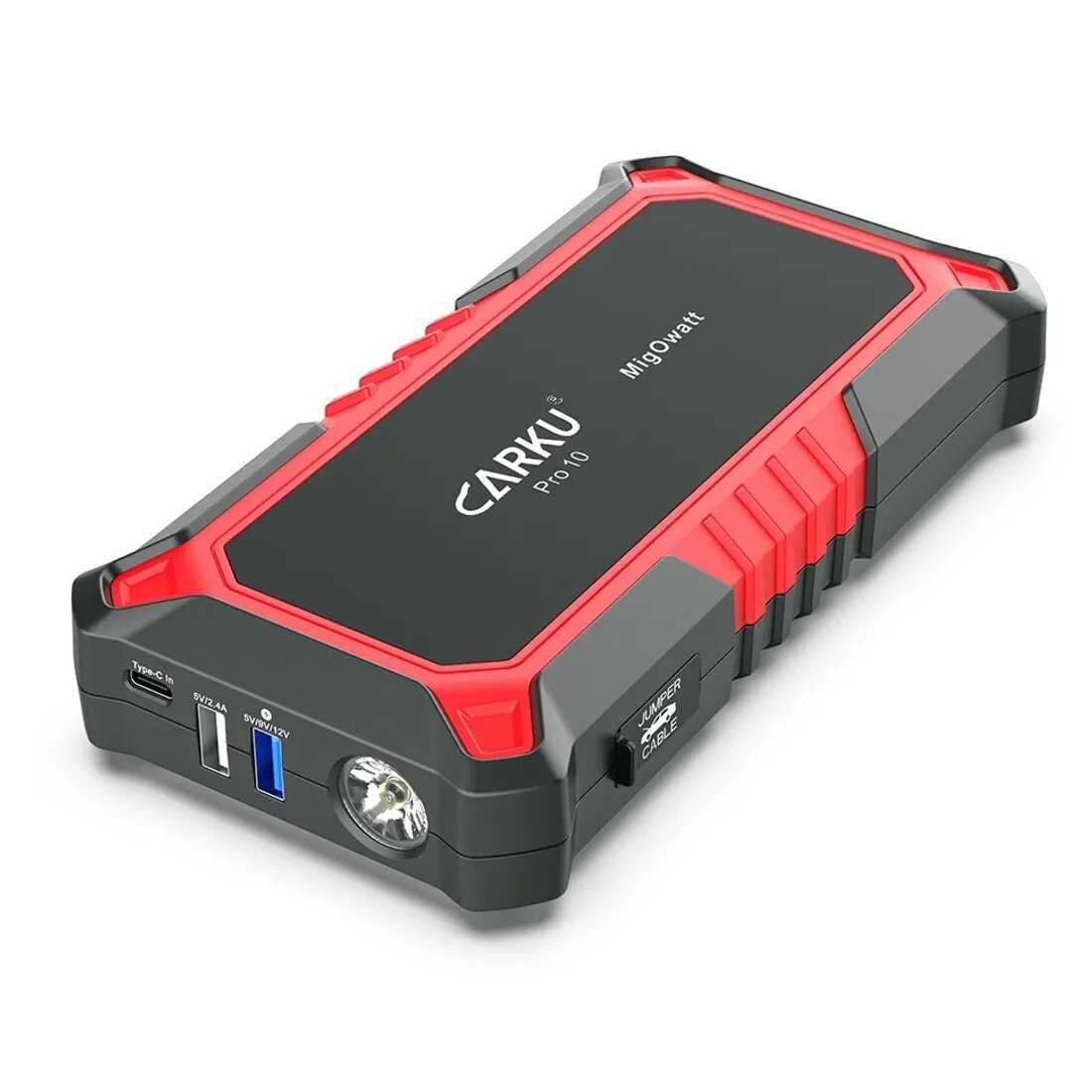 CARKU PRO-60 Пуско-Зарядное устройство с фонарем, аккумулятором Power Bank. для автомобиля, ПЗУ, джамп стартер, пускач, jump starter, зарядник автомобильный фотография 6