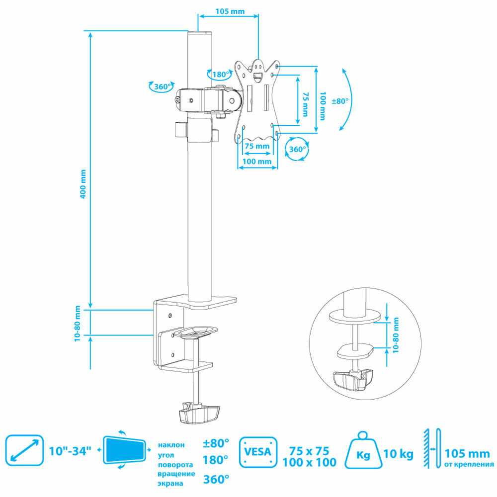 Кронштейн Kromax CASPER-505 (до 34