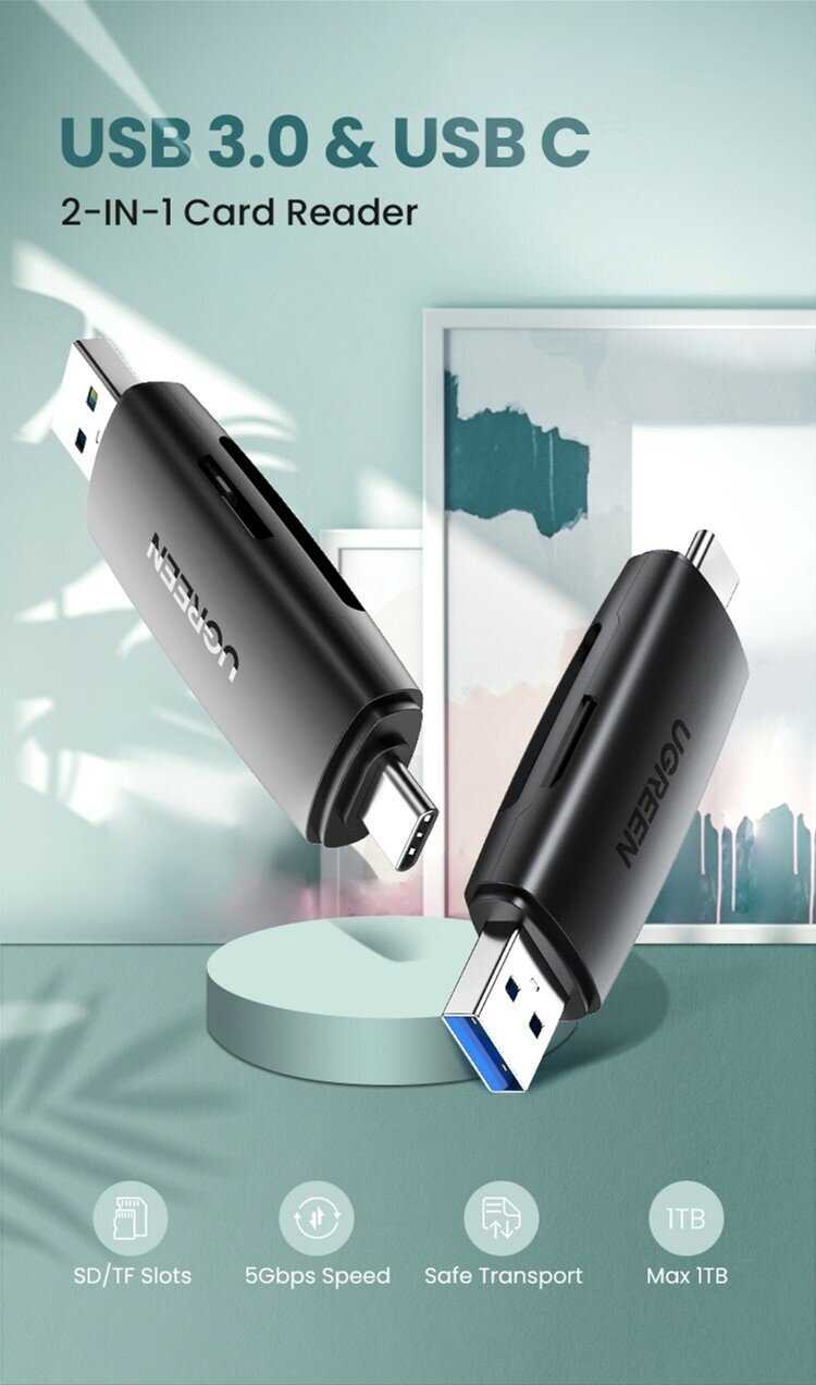 Кардридер UGREEN Кардридер многофункциональный UGREEN CM304 (80191) фотография 3