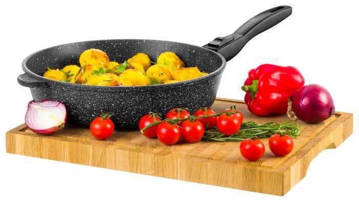 Сковорода глубокая 28 см Elan Gallery ГАРМОНИЯ ВКУСА Черный мрамор со съемной ручкой фотография 10