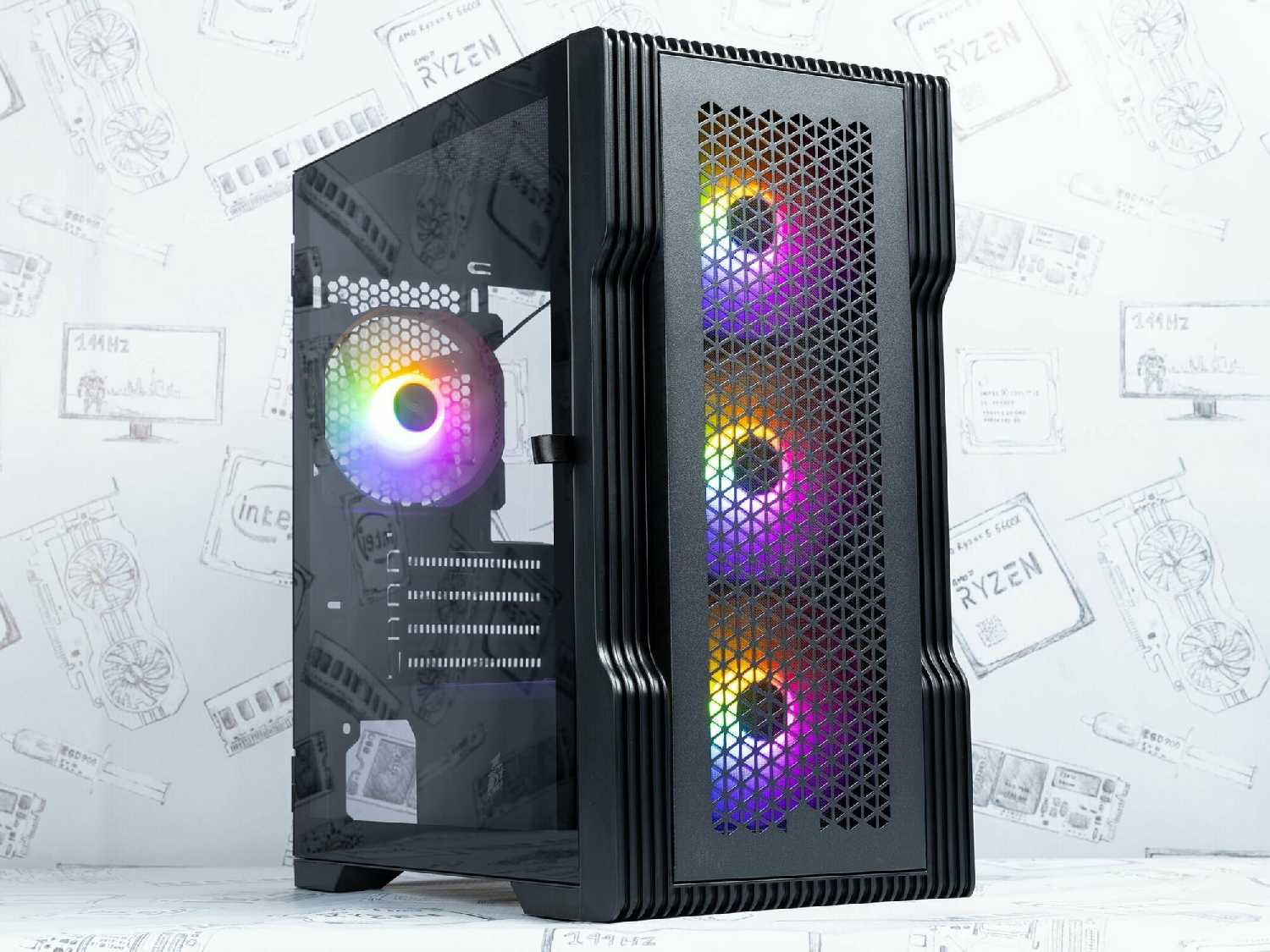 Корпус 1STPLAYER TRILOBITE T3 mATX, TG / 4x 120mm LED fans (T3-BK-4F1) фотография 11