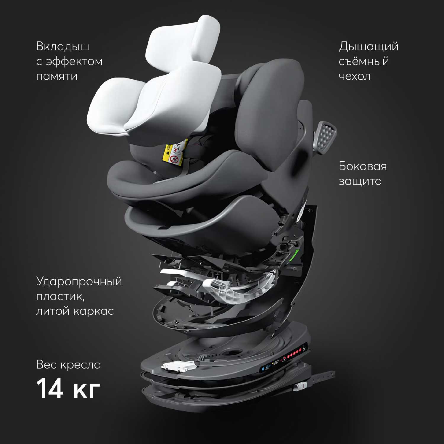Автокресло детское Reex Happy Baby, поворотное на 360, группа 0+/1/2/3 (до 36 кг), крепление Isofix фотография 4