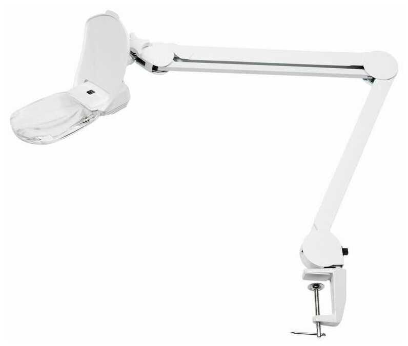Лампа лупа на струбцине REXANT, квадратная 3D+20D, с подсветкой 6 LED, серия EXPERT, белая фотография 5