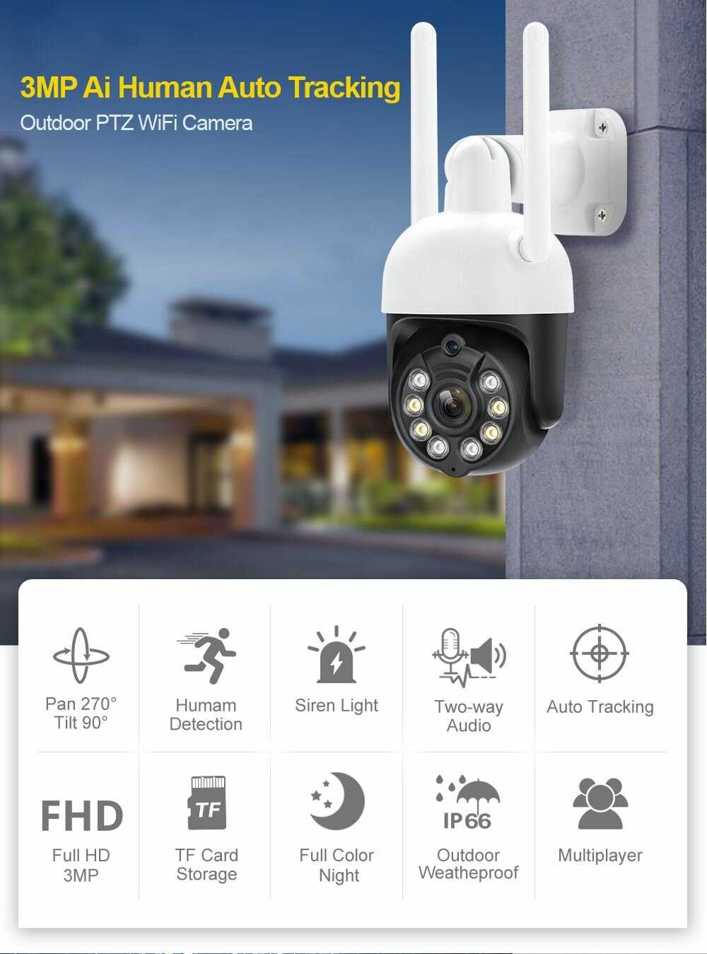 Techage Wifi IP-камера 3MP фотография 1