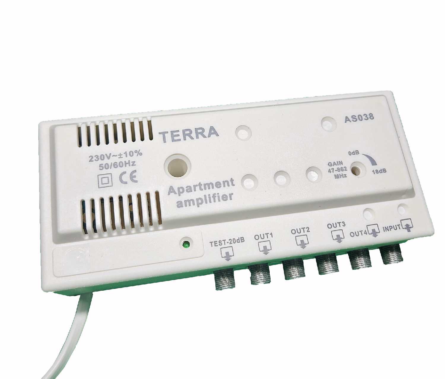Усилитель квартирный TERRA AS038 (Special Edition) DVB-T2, 18 Дб, 4 выхода (Al-400) фотография 1