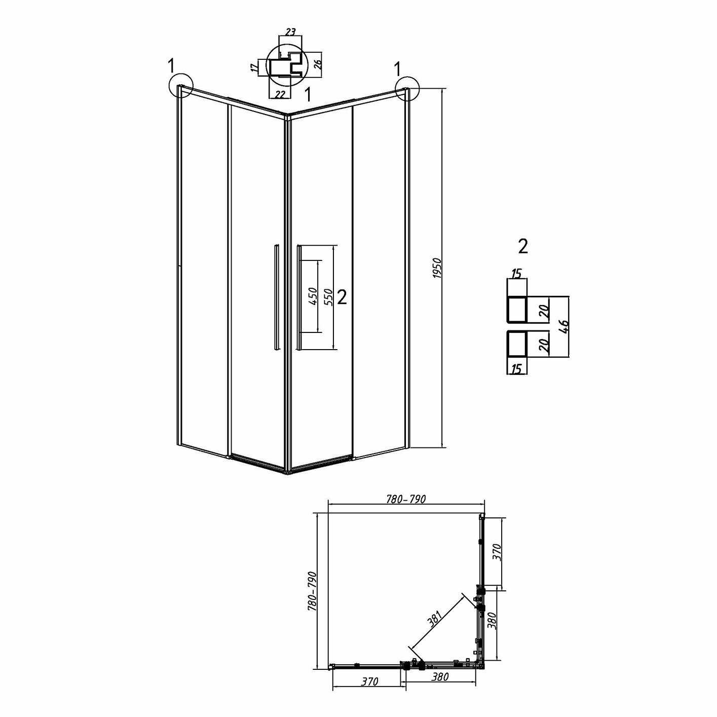 Душевой уголок Grossman Galaxy 90x70 (K33.01.9070.21.02) фотография 11