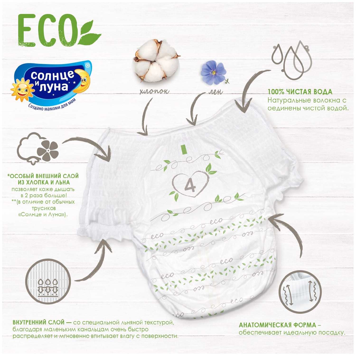 Солнце и Луна подгузники Eco 4 (7-14 кг) фотография 5