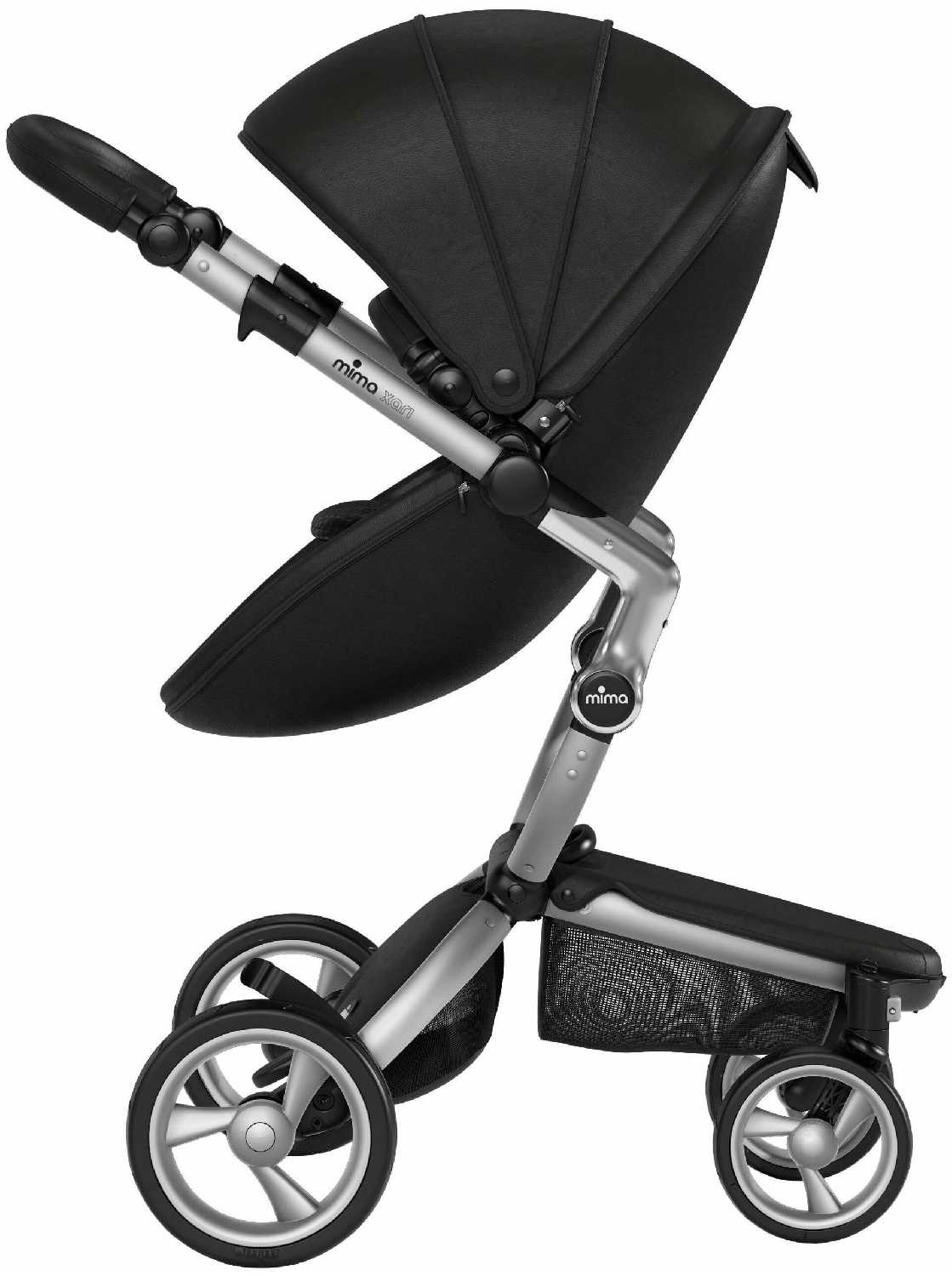 Коляска 2в1 Mima Xari Black на серебристом шасси с матрасиками Stone white фотография 10
