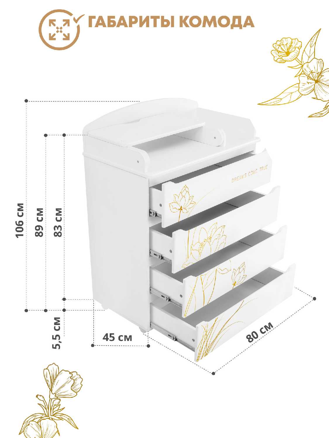 Детский пеленальный комод Indigo Green Line 800/4 фотография 8