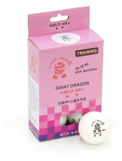 Мячи Dragon Training Gold 2* (6 шт, белые) в коробке фотография 1