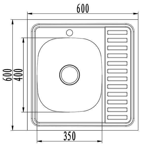 Врезная кухонная мойка Mixline 528014, 60х60см, нержавеющая сталь фотография 1