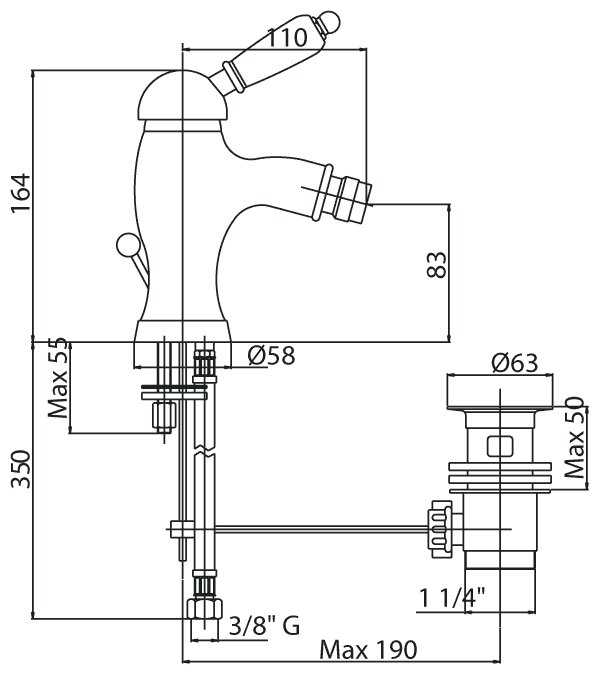 Смеситель для биде CEZARES Elite BSM1-01-M, рычажный фотография 1