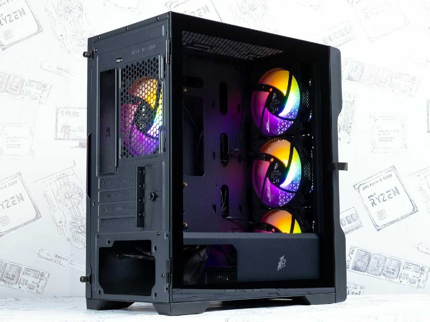Корпус 1STPLAYER TRILOBITE T3 mATX, TG / 4x 120mm LED fans (T3-BK-4F1) фотография 13