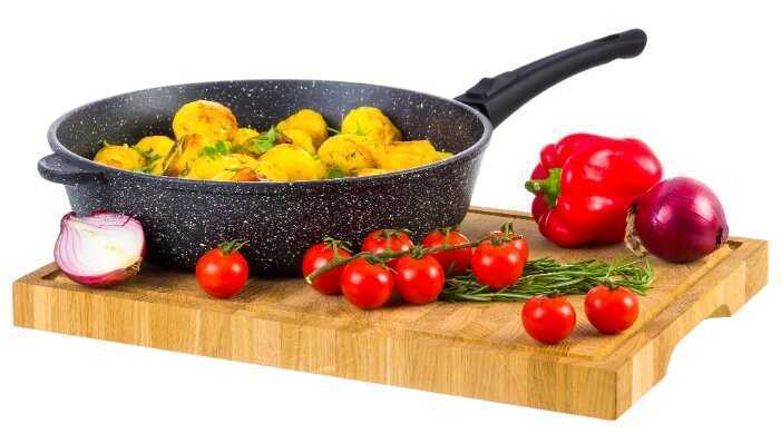 Сковорода глубокая 28 см Elan Gallery ГАРМОНИЯ ВКУСА Черный мрамор со съемной ручкой фотография 11