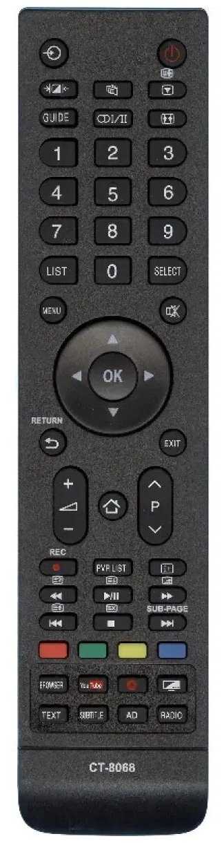 Модельный пульт CT-8068 для телевизоров Toshiba Smart TV