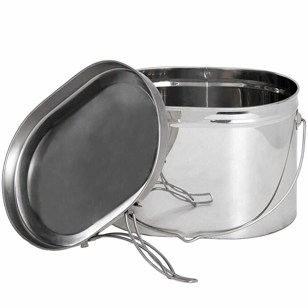 Котелок низкий 3,3 л крышка с ручками фотография 9