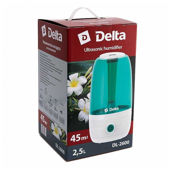 Увлажнитель воздуха ультразвуковой 23 Вт, 2,5 л DELTA DL-2600 белый с зеленым фотография 5