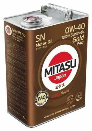 Синтетическое моторное масло Mitasu MJ-104 Gold PAO SN 0W-40 фотография 1