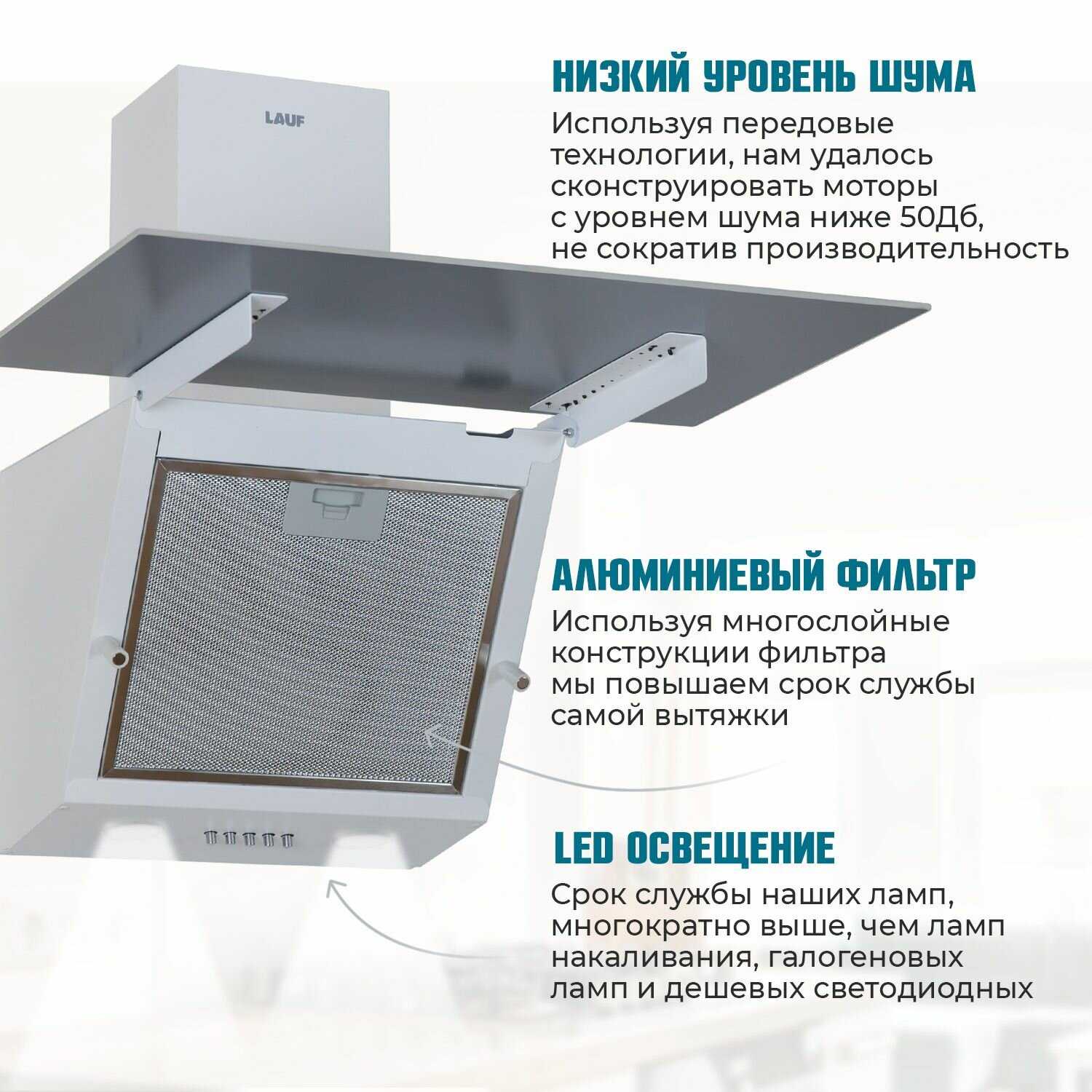 Вытяжка кухонная LAUF MIRA 600 (наклонная, 60 см, 650м3/ч) фотография 14