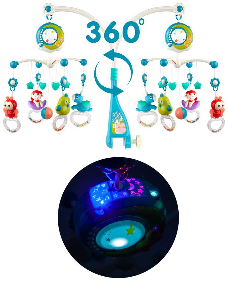 Мобиль Каруселька на кроватку с проектором-ночником фотография 5