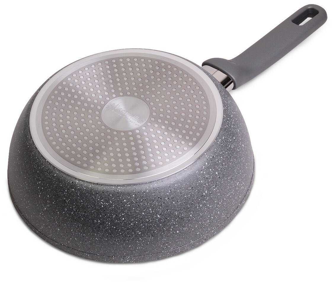 Сотейник 24 см с мраморным покрытием из кованного алюминия Kamille KM-4292GR (Ø24х7,5 см) фотография 2