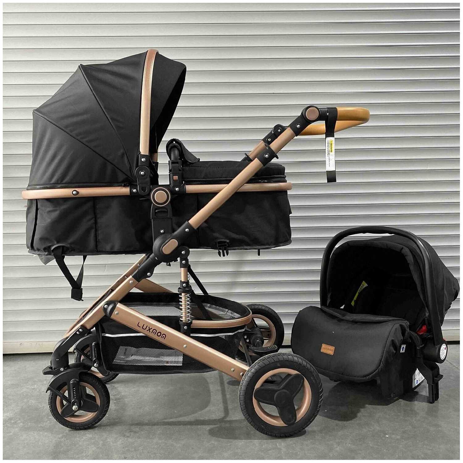 Детская Коляска 3в1 LUXMOM 530W, коляска для новорожденных, цвет черный, коляска-трансформер фотография 11
