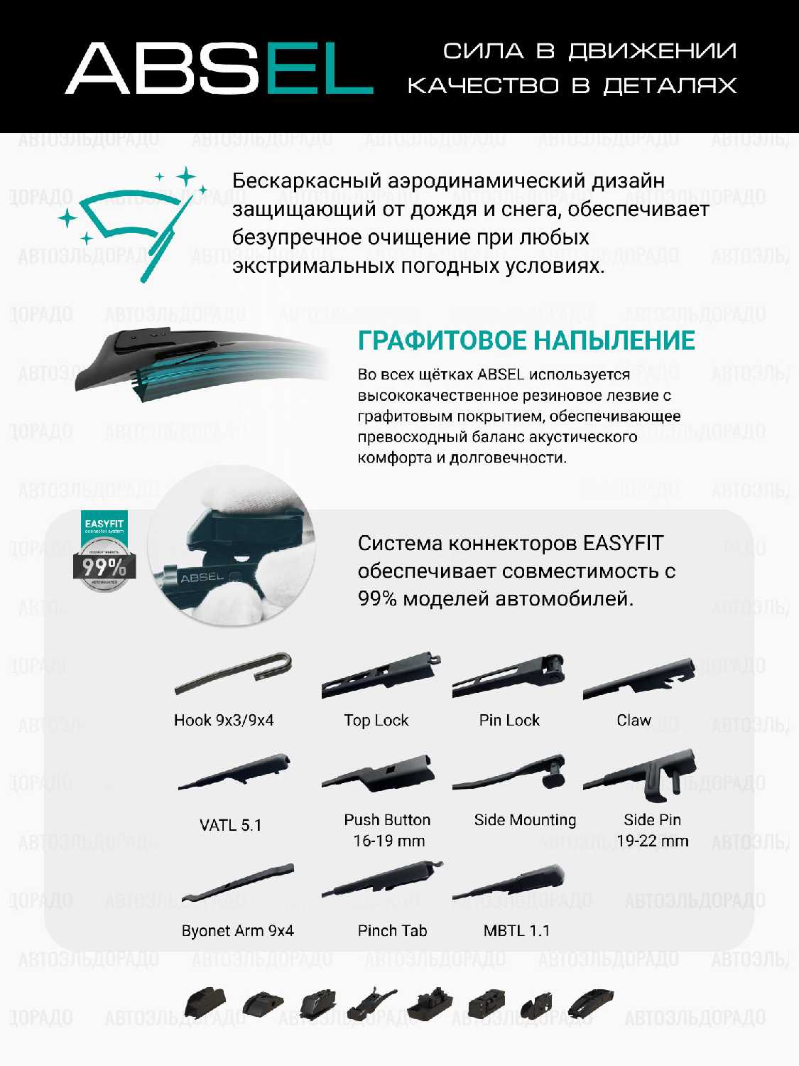 Щётки стеклоочистителя ABSEL бескаркасные (ZA700550V) фотография 3