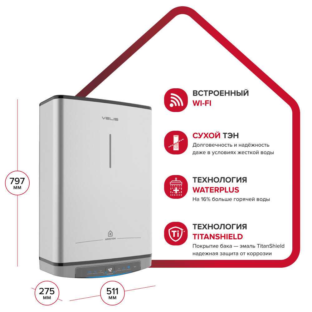 Накопительный водонагреватель электрический Ariston VELIS LUX ABSE DRY WIFI 50 фотография 12