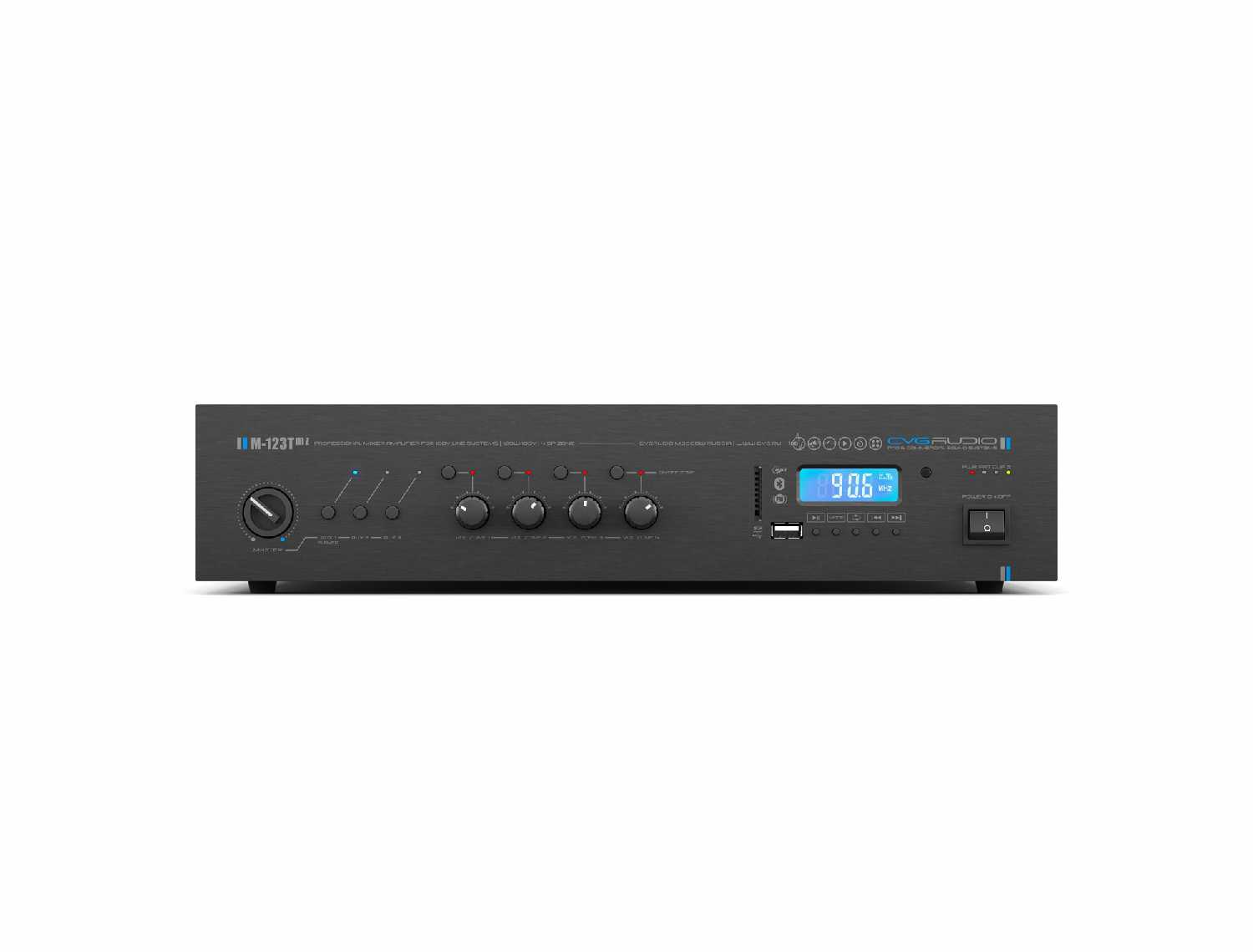 CVGAUDIO M-123Tmz профессиональный микшер-усилитель, 120W/100V, 4 зоны фотография 4