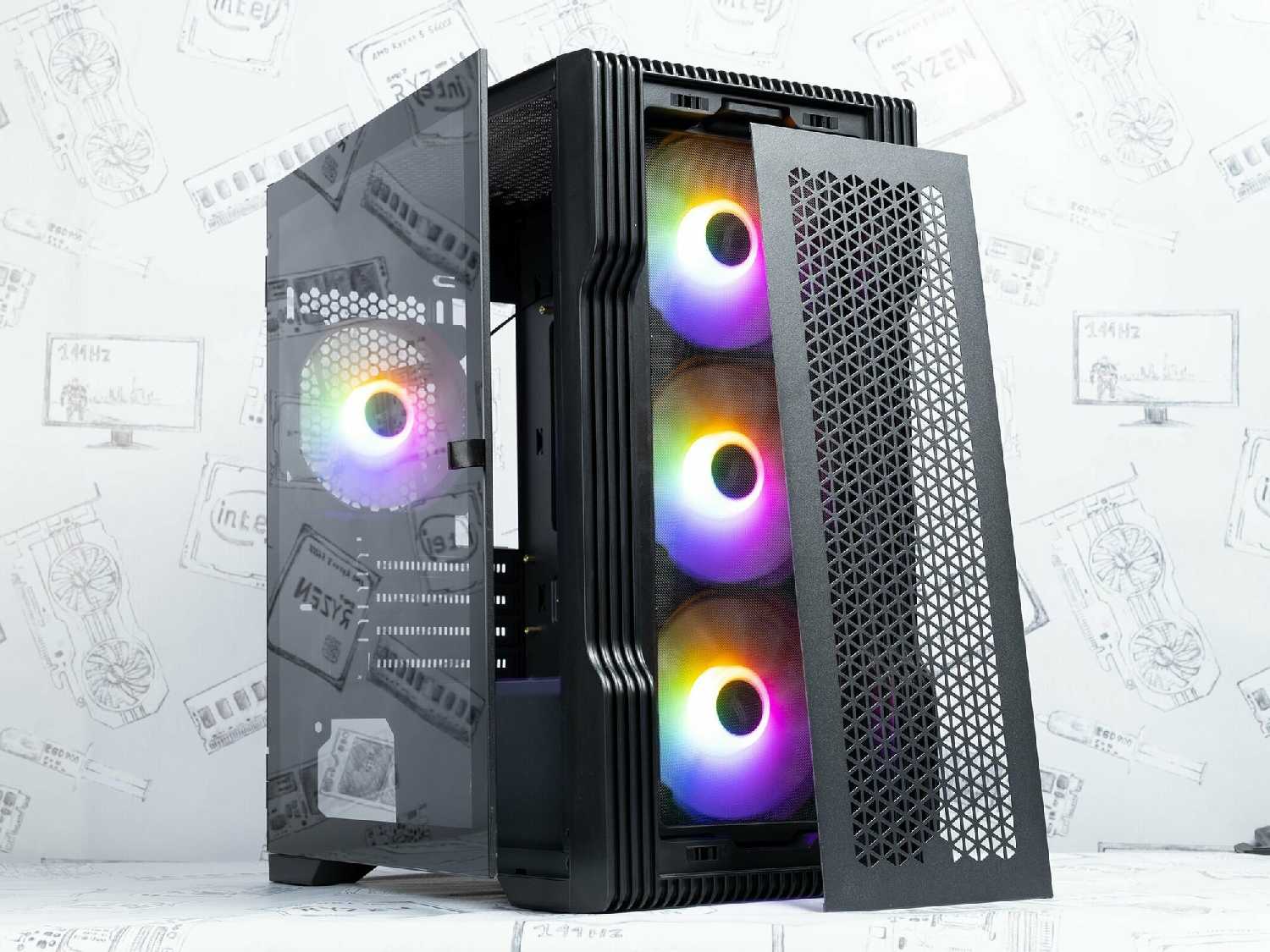 Корпус 1STPLAYER TRILOBITE T3 mATX, TG / 4x 120mm LED fans (T3-BK-4F1) фотография 12