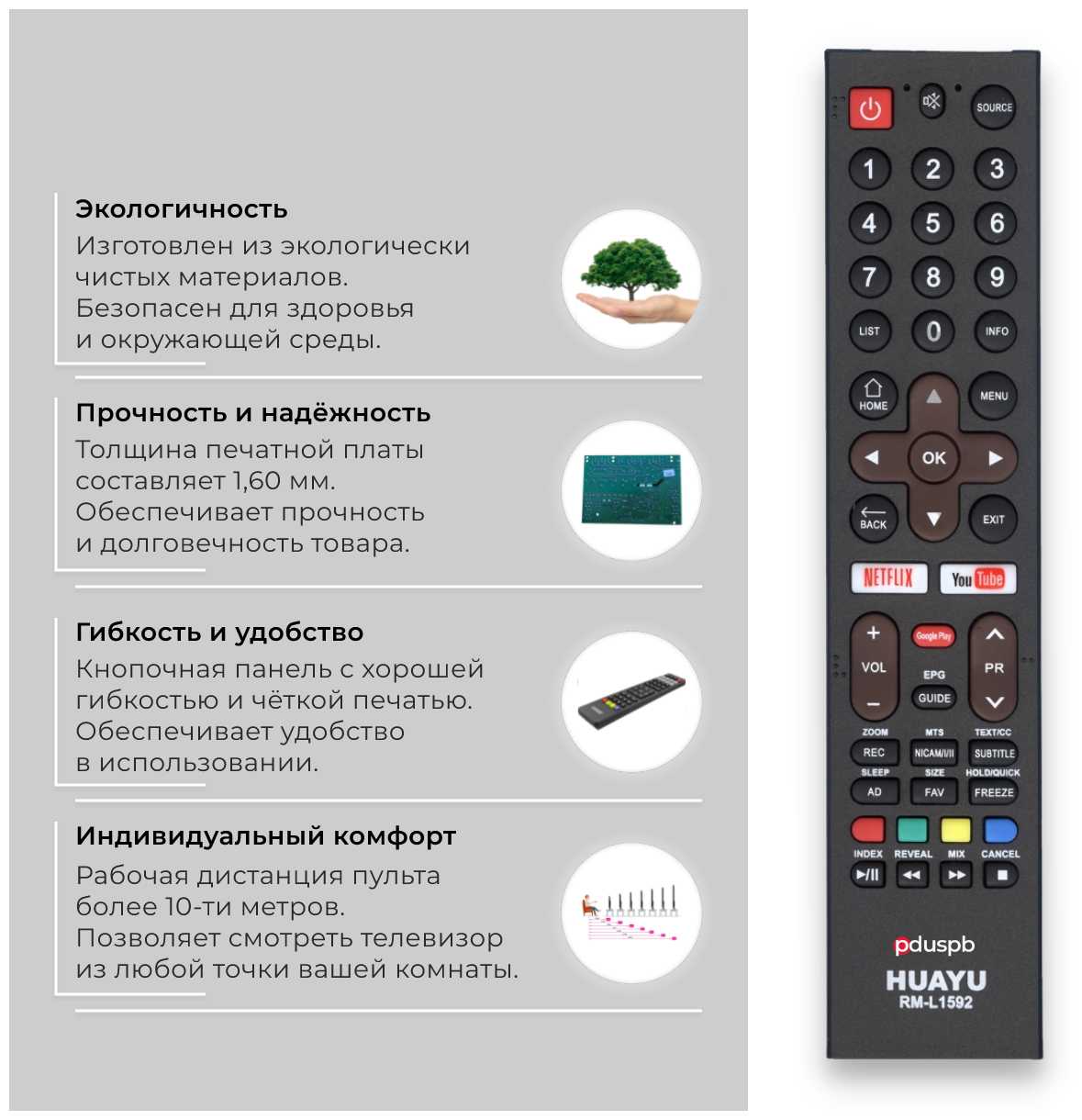 Универсальный пульт PDUSPB RM-L1592 для Skyworth фотография 1