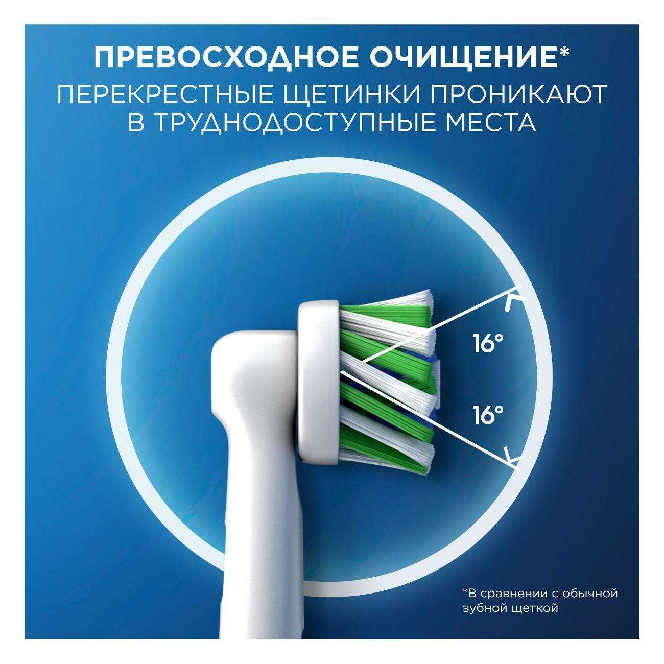 Набор насадок Oral-B Pro Cross Action для звуковой щетки, средняя, белый, 4 шт. фотография 18