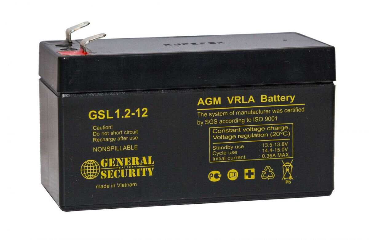 Аккумулятор General Security GSL 1.2-12 (12В, 1.2Ач) фотография 6