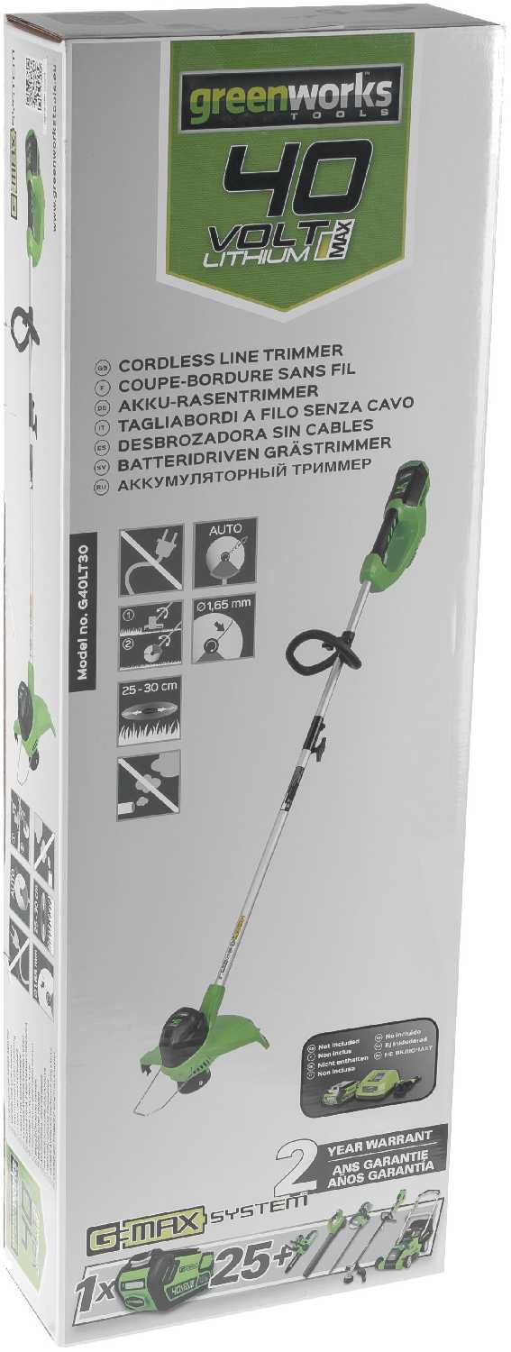 Триммер электрический Greenworks G40LT30 (2101507) фотография 14