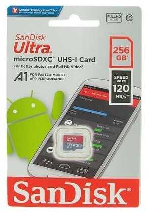 Карта памяти MicroSD SanDisk Ultra 256GB UHS-I (SDSQUA4-256G-GN6MN) фотография 1