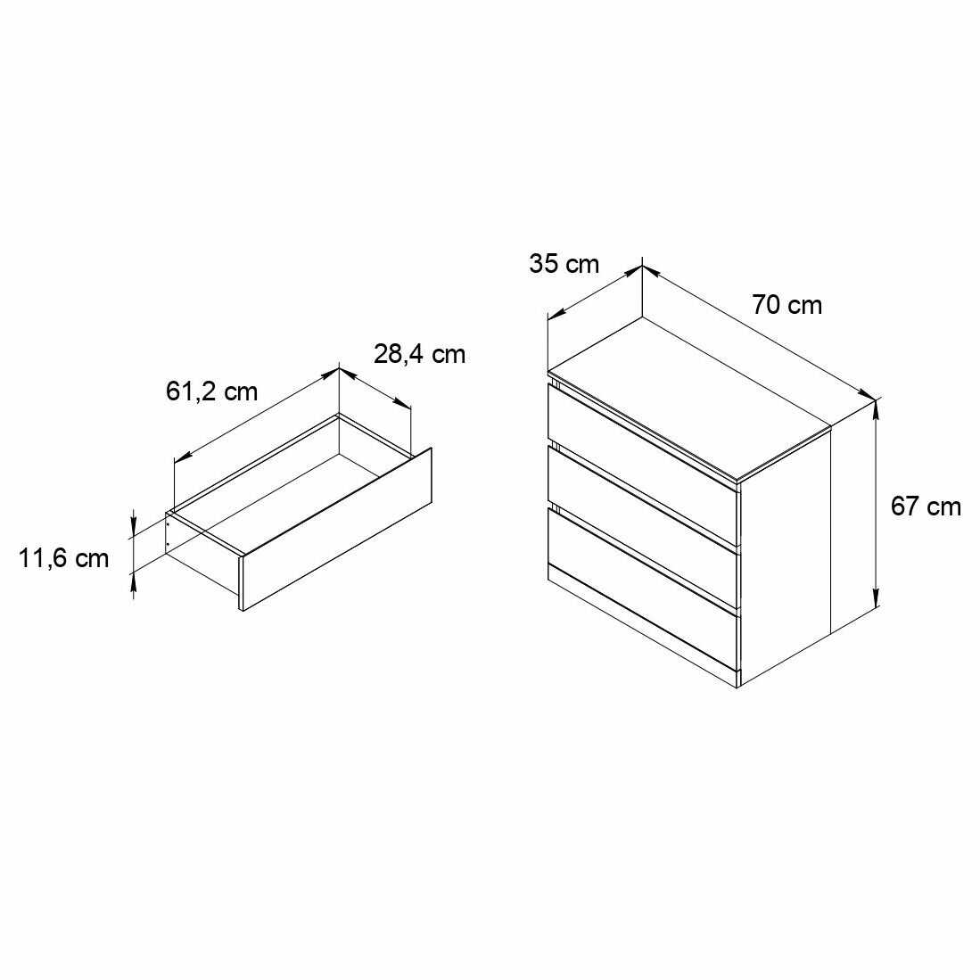 Комод для одежды Марм Комод для одежды Марм (70х35х67 см, 3 ящика) фотография 3