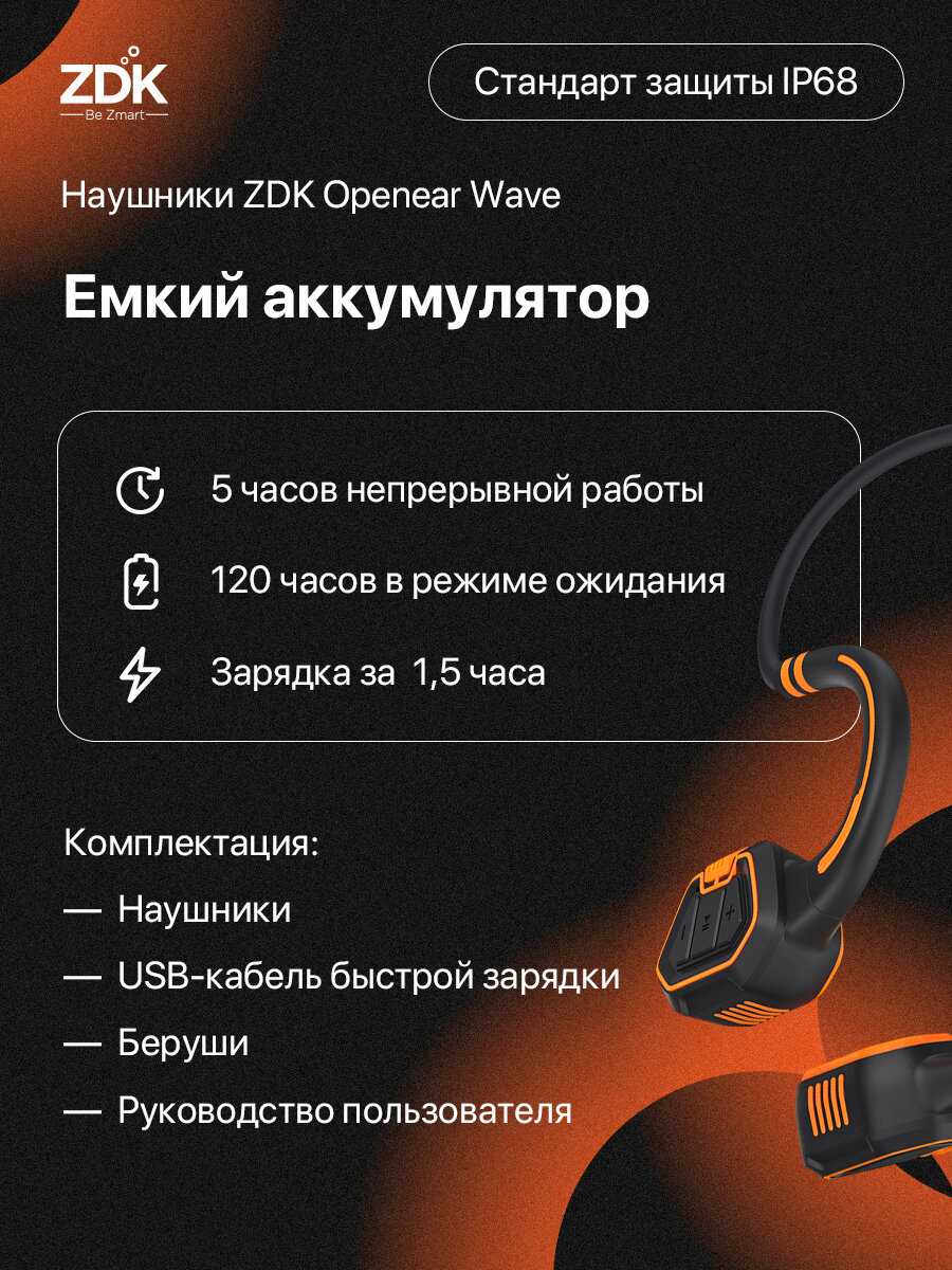 Беспроводные наушники ZDK Openear Wave фотография 5