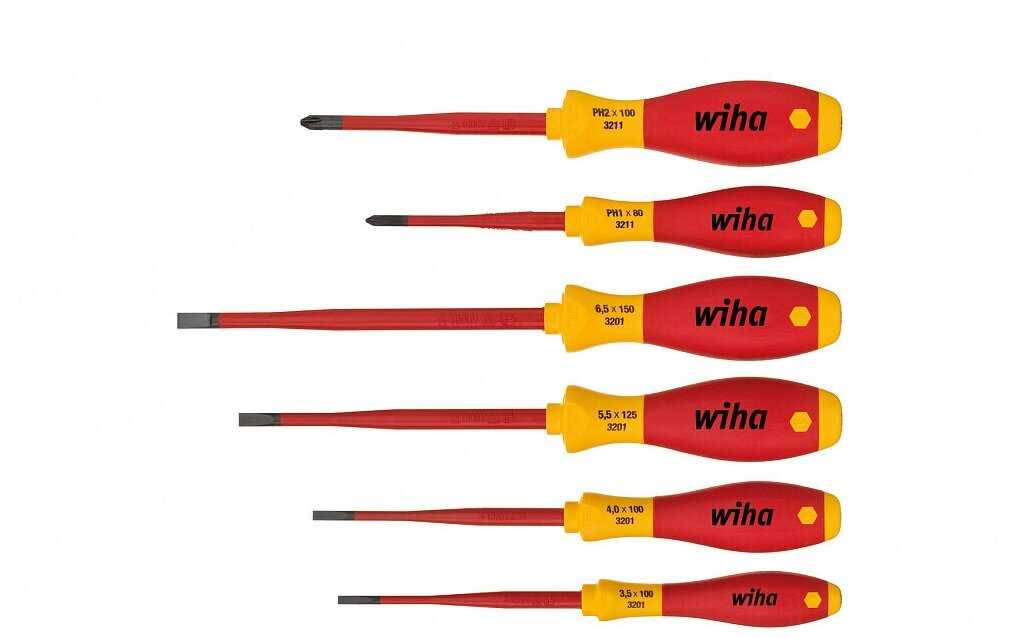 Набор отвёрток Wiha 35389 SoftFinish electric slimFix Шлиц, Phillips, 6 предм.