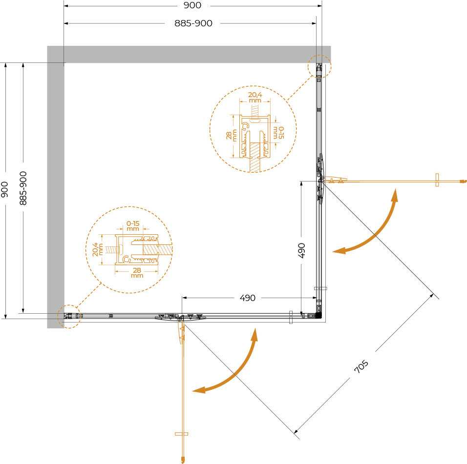 Душевой уголок Cezares Liner 90x90 (LINER-A-2-90-C-Cr) фотография 6