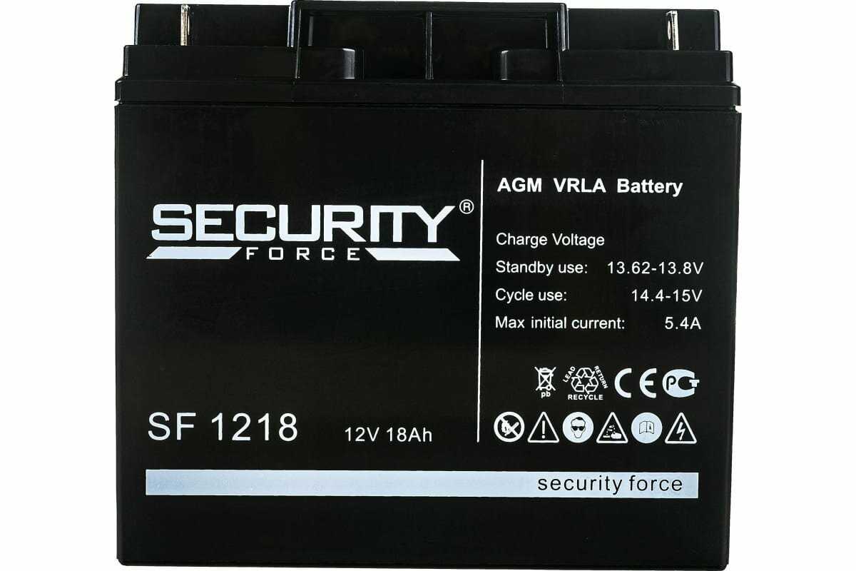 Аккумуляторная батарея Security Force SF 1218 12В фотография 15