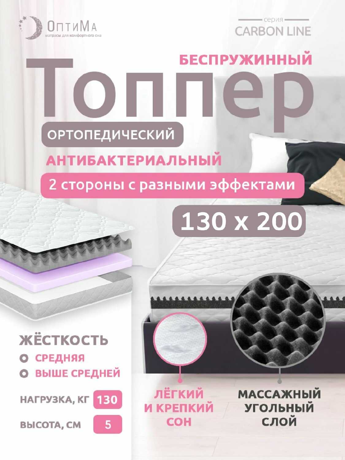 Топпер матрас ОптиМа ортопедический беспружинный (140х190 см, высота 5 см)