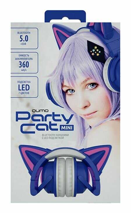 Наушники Qumo Party Cat Mini ВТ 0050 Purple-Light Blue 34913 фотография 4