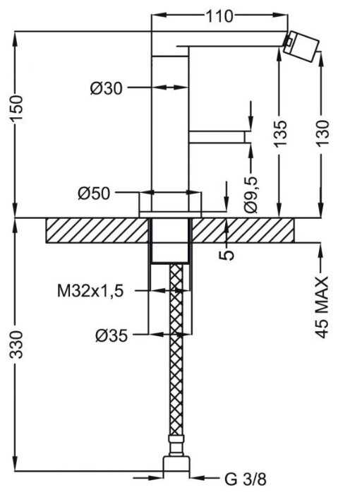 Смеситель для биде CEZARES Elite BSM1-02-Nc, рычажный фотография 1