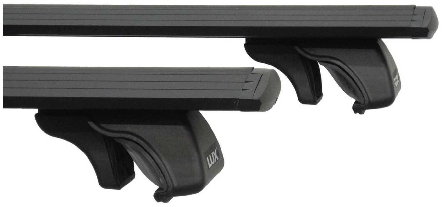 Багажник на рейлинги Лада Калина универсал (Lada Kalina universal / Lada Kalina Cross), Lux Классик, черные крыловидные дуги фотография 2