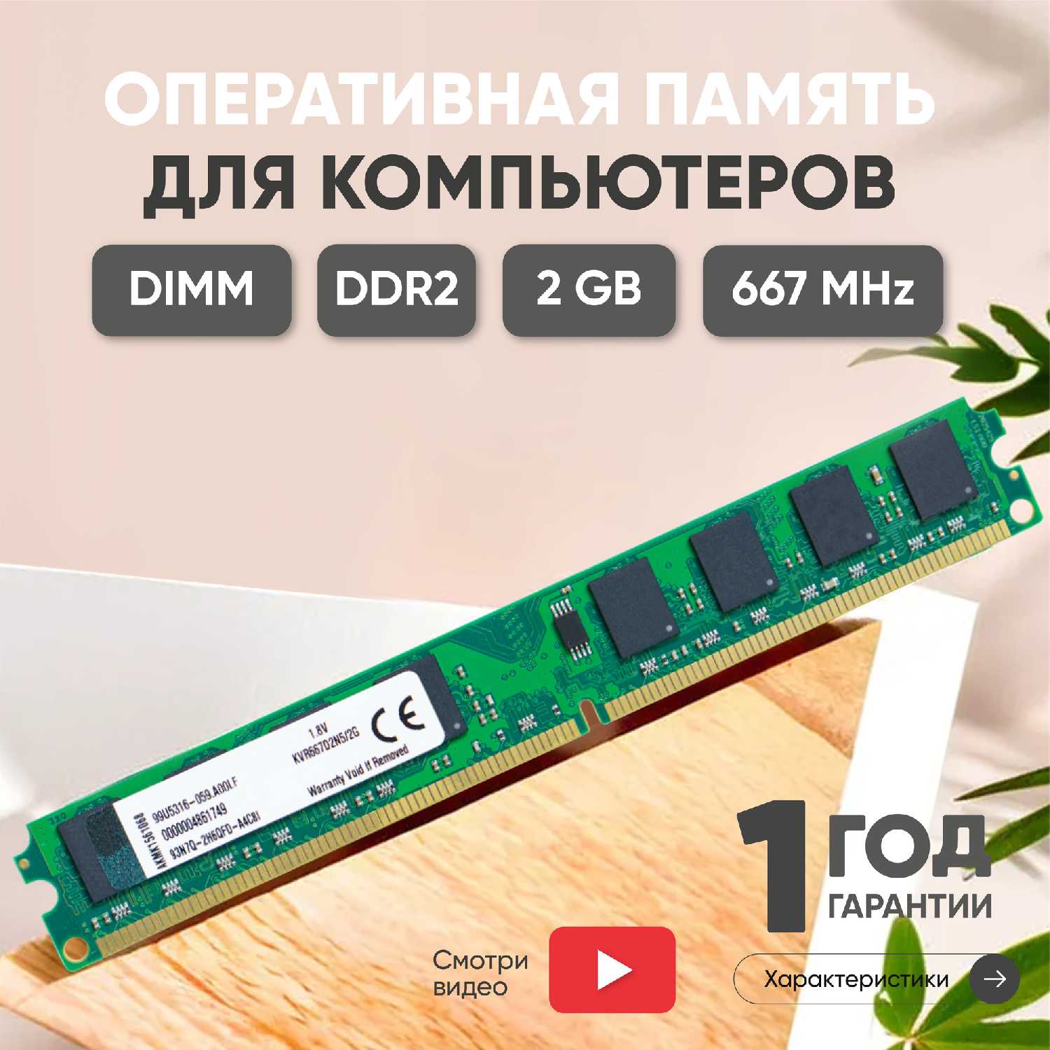 Модуль памяти Kingston DIMM DDR2 (PC2-5300)